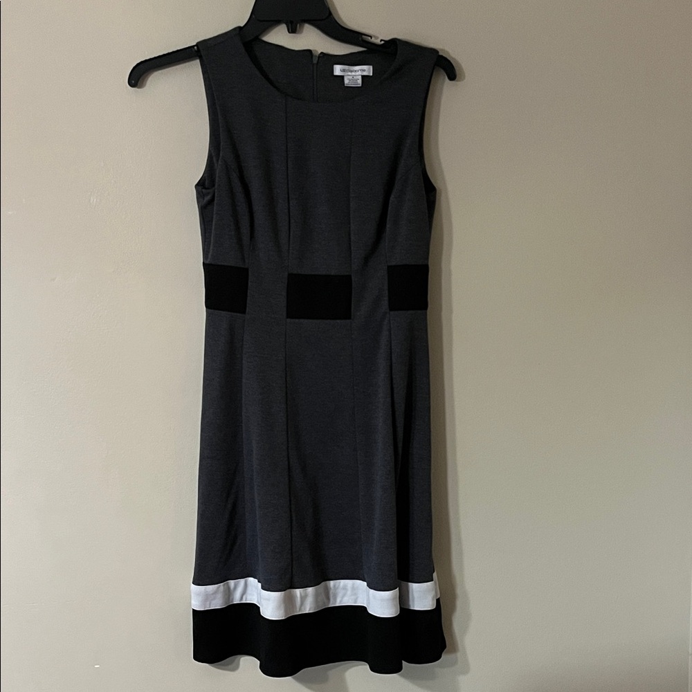 Liz Claiborne Elegant Black and Gray Midi Dress